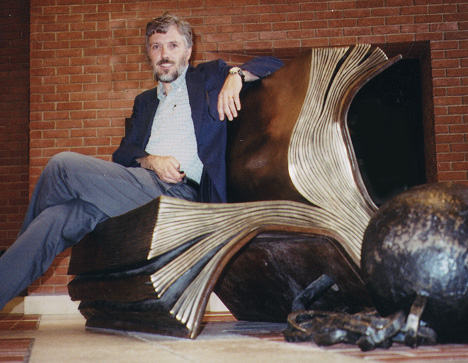 Jim on
                book in British Library